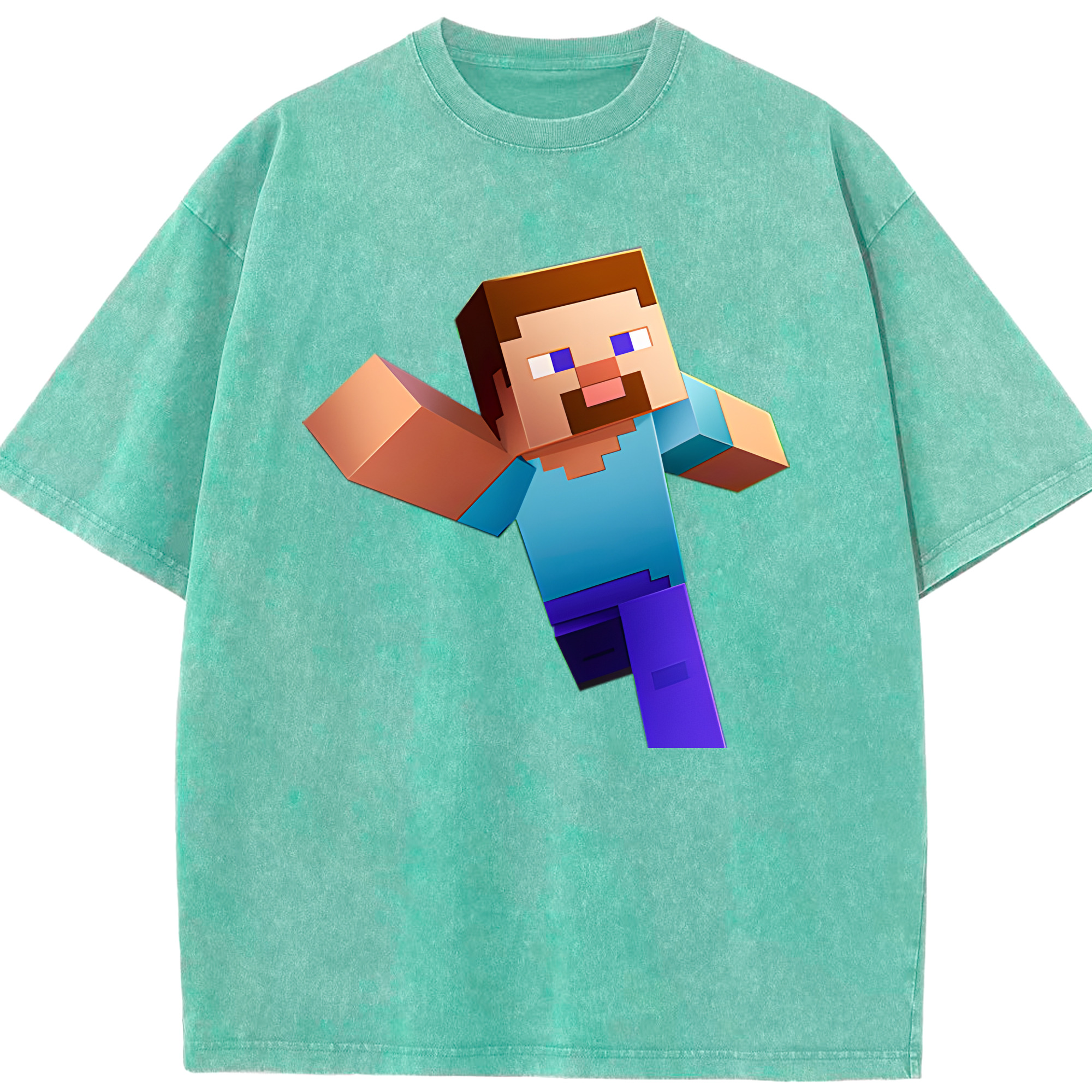 （画像用） マインクラフト ブロックの世界 Minecraft MC Block world 綿100% ヴィンテージ風 半袖Tシャツ（フロントプリント）